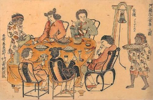 阿蘭陀人食事之図